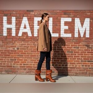 Authentic Harlem designer distressed leather boots sz 5 Euro 35